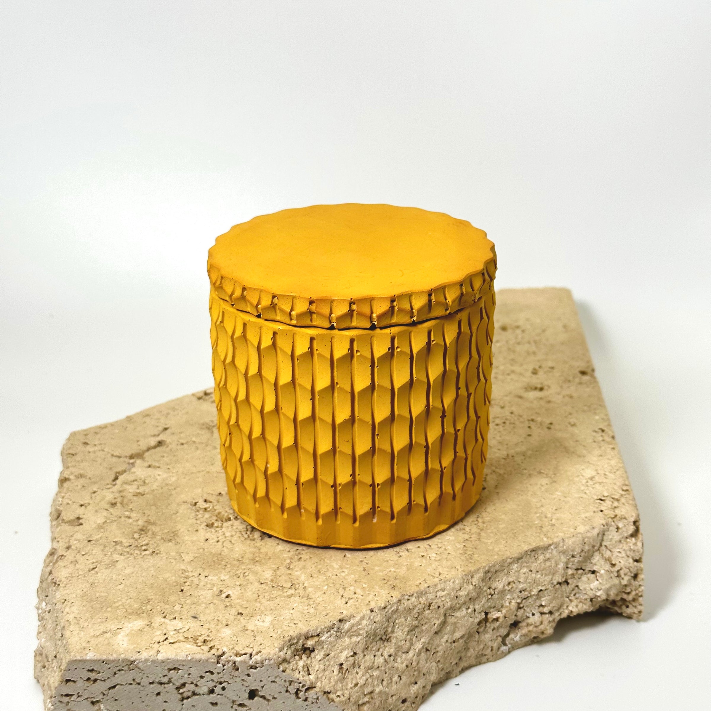 Yellow Textured Design Concrete Candle 200g